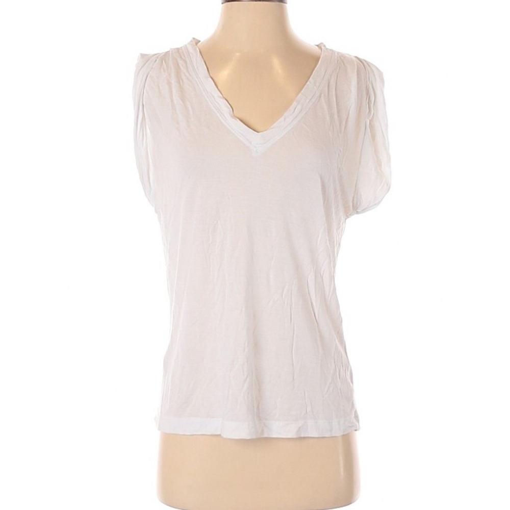 V Neck White T
